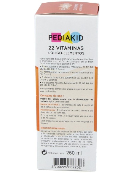 Pediakid 22 Vitaminas-Oligoelementos Jarabe 250Ml.