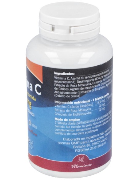 Vitamina C 1500Mg. Con Rosa Mosqueta Lib.S 90Comp.
