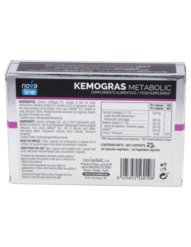 Novadiet Kemogras Metabolic 30 Cápsulas Vegetales