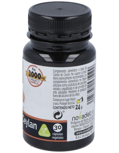 Novadiet Canela De Ceylan 30 Cápsulas Vegetales