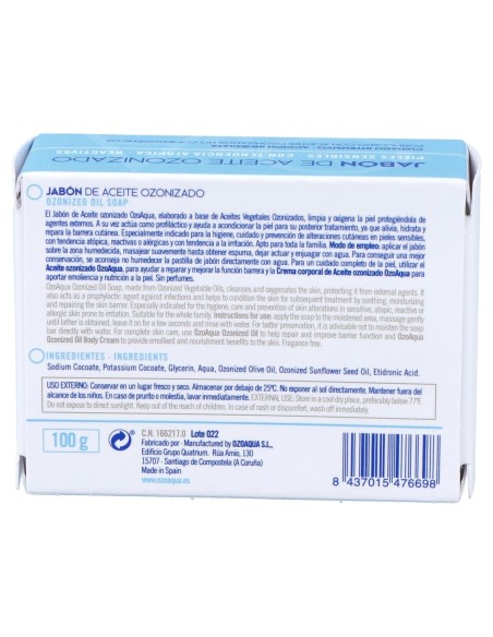 Ozoaqua Jabón De Ozono En Pastilla, 100 G