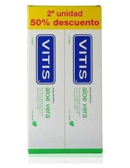 Duplo Vitis Pasta Dentífrica Aloe Vera Sabor Menta, 2 Unidades