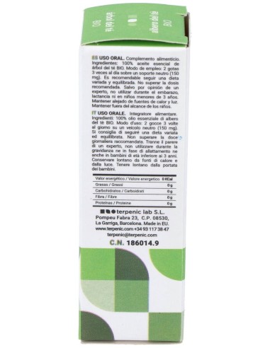 Arbol Del Te Aceite Esencial Alimentario 10Ml. Bio