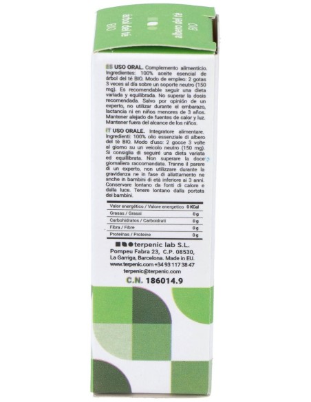 Arbol Del Te Aceite Esencial Alimentario 10Ml. Bio