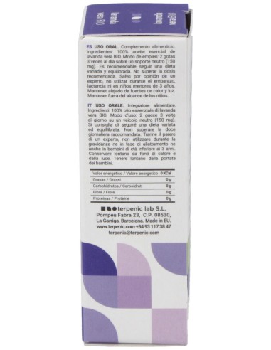 Lavanda Aceite Esencial Alimentario Bio 10Ml.