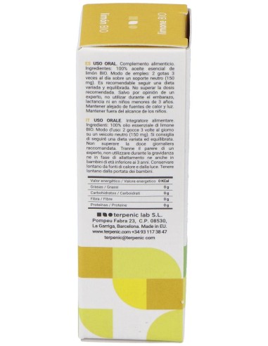Limon Aceite Esencial Alimentario Bio 10Ml.