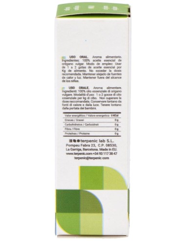 Oregano Vulgar Aceite Esencial Alimentario 10Ml.