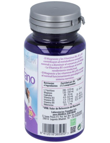 Zentrum Triptofano Magnesio Vit B6 B5 B3 Y Melatonina 60Comp