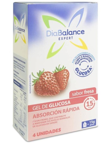 Diabalance Expert Gel Glucosa Absorción Rápida Fresa, 4 Sobres