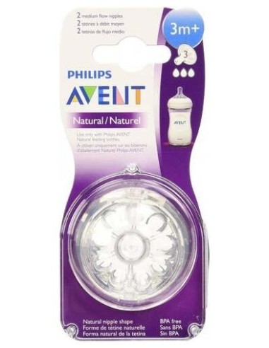 Avent Pack Tetinas Natural Flujo Medio 3M 2Uds