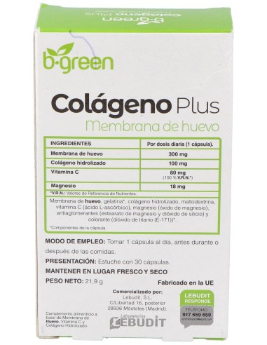 B-Green Colágeno Plus 30Cáps