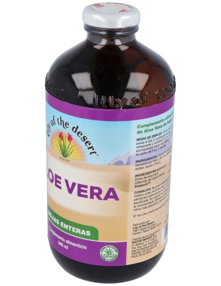 Lily Of The Desert Aloe Vera Hojas Enteras Vidrio 946Ml