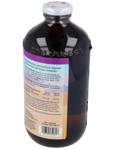 Lily Of The Desert Aloe Vera Hojas Enteras Vidrio 946Ml
