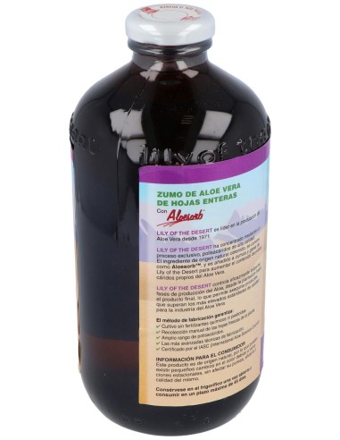 Lily Of The Desert Aloe Vera Hojas Enteras Vidrio 946Ml