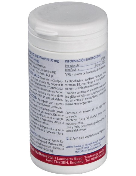 Vitamina B-2 50 Mg.(Riboflavina) 100 Cap.