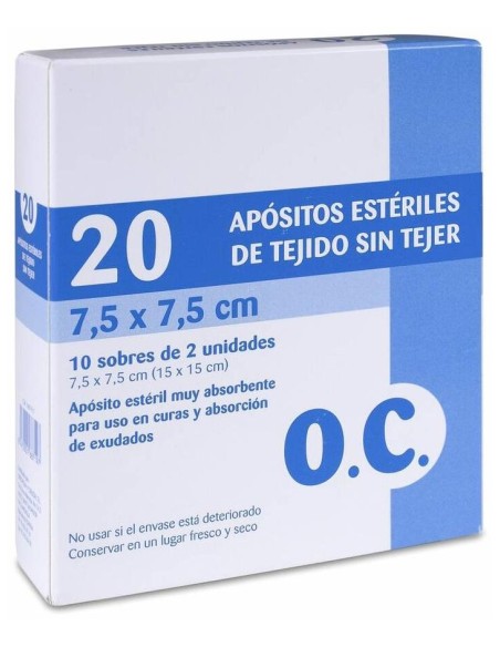 O.C. Apósitos Estériles Tejido Sin Tejer 7,5 X 7,5 Cm, 20 Uds