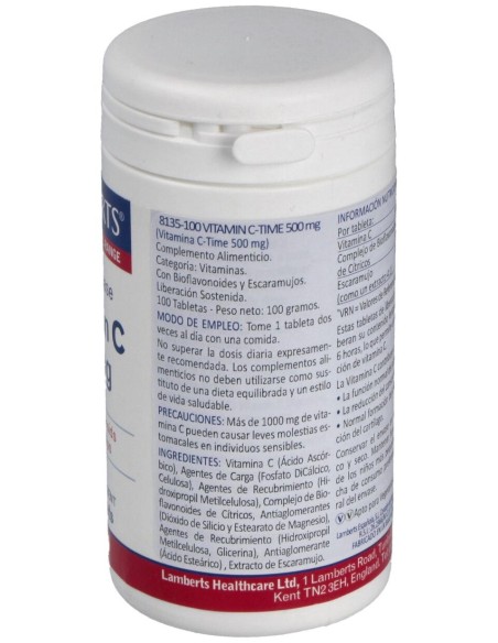 Vitamina C 500Mg Time De Lib. Sostenida 100 Comp.
