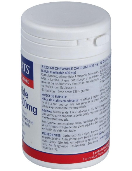 Lamberts Calcio Masticable 400 Mg 60 Comp