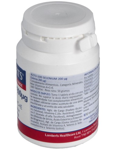 Lamberts Selenio 200Μg + Vitaminas A+C+E 100 Comprimidos