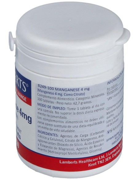Manganeso Citrato 4Mg. 100 Cap.
