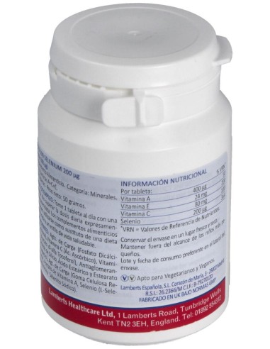 Lamberts Selenio 200Μg + Vitaminas A+C+E 100 Comprimidos