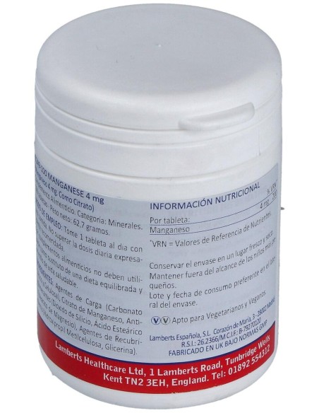 Manganeso Citrato 4Mg. 100 Cap.