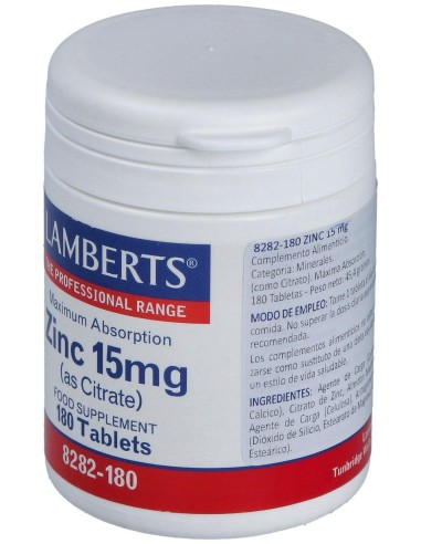 Zinc (Como Citrato) 15 Mg. 180Comp.