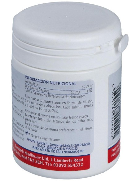 Zinc (Como Citrato) 15 Mg. 180Comp.