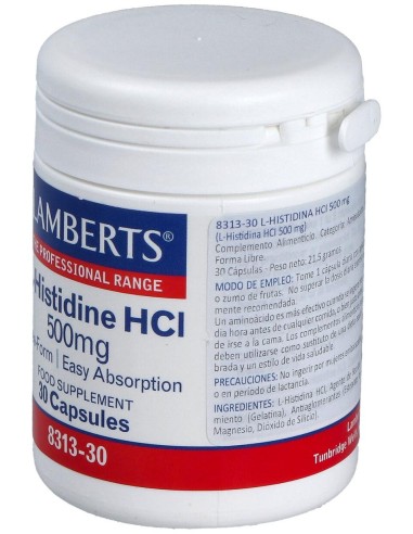 Lamberts L-Histidina Hci 500Mg 30Caps