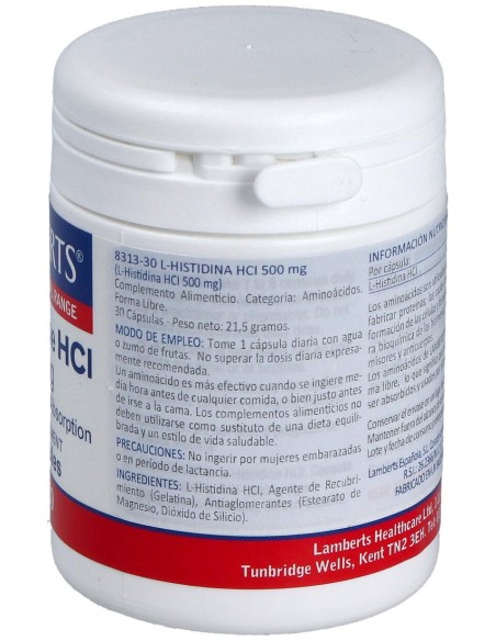 Lamberts L-Histidina Hci 500Mg 30Caps