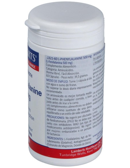 Lamberts L-Fenilalanina 500 Mg 60 Cápsulas
