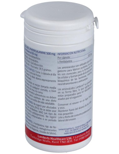 Lamberts L-Fenilalanina 500 Mg 60 Cápsulas