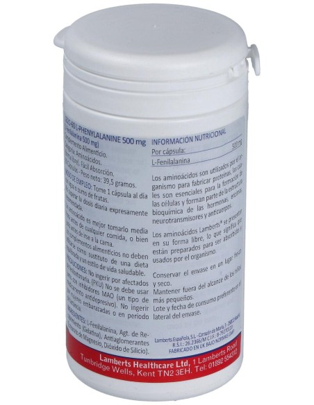 Lamberts L-Fenilalanina 500 Mg 60 Cápsulas