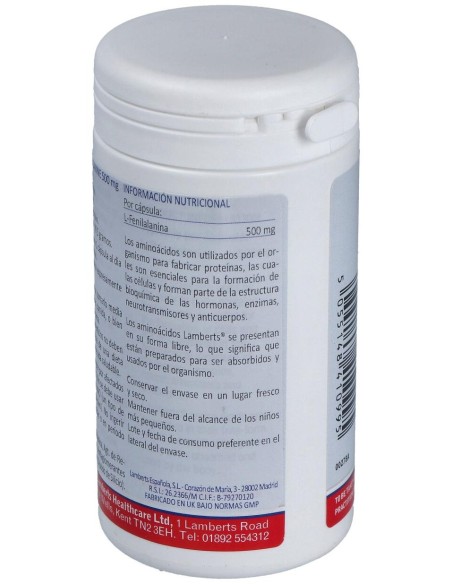 Lamberts L-Fenilalanina 500 Mg 60 Cápsulas