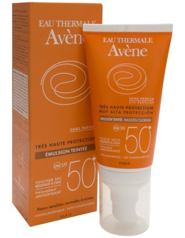 Avène Emulsión Coloreada Spf 50+ Toque Seco Oil Free Sin Perfume, 50 Ml