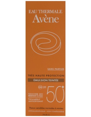 Avène Emulsión Coloreada Spf 50+ Toque Seco Oil Free Sin Perfume, 50 Ml