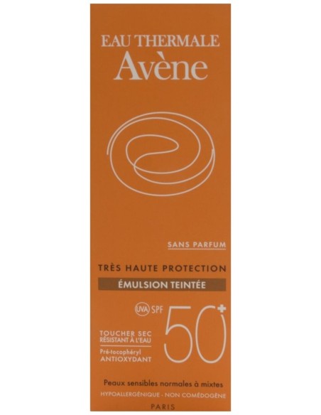 Avène Emulsión Coloreada Spf 50+ Toque Seco Oil Free Sin Perfume, 50 Ml