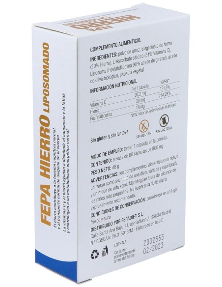Fepadiet Hierro Liposomado 30Mg 60Caps