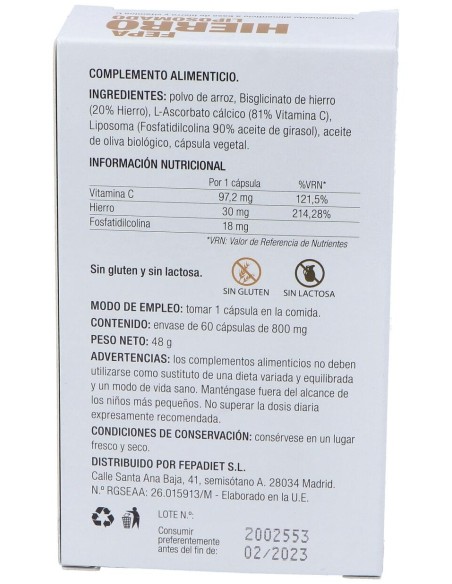 Fepadiet Hierro Liposomado 30Mg 60Caps
