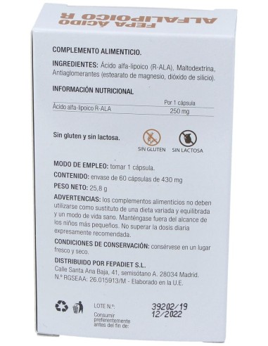 Fepadiet Acido Alfa-Lipoico R Ala 60Caps