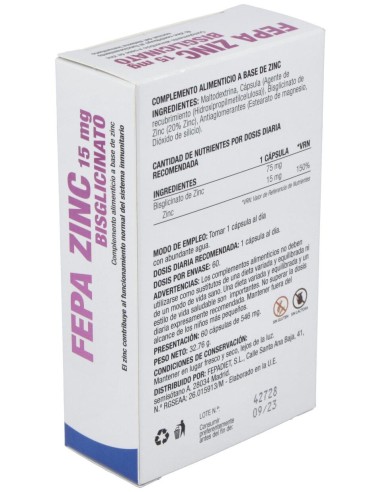 Fepadiet Fepa Zinc Bisglicinato 15Mg 60Caps
