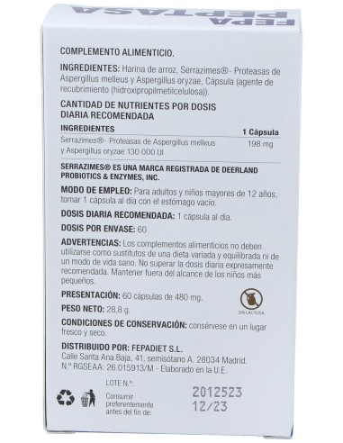Fepa-Peptasa 130.000Ui 60Cap.