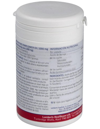 Aceite De Borraja Puro 1000Mg(High Gla215Mg)90Cap.