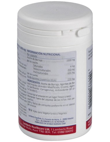 Aceite De Borraja Puro 1000Mg(High Gla215Mg)90Cap.