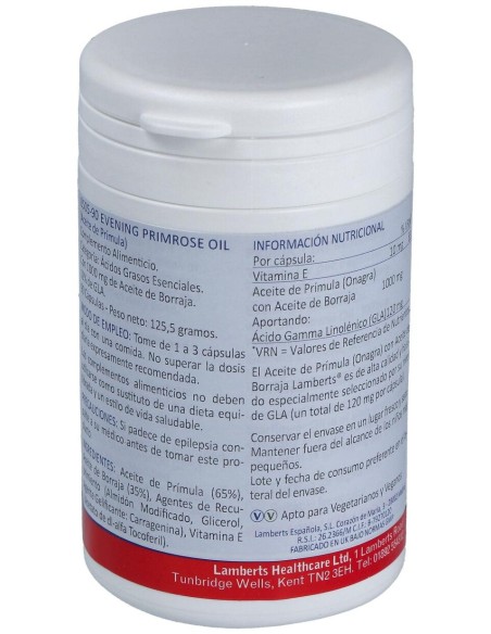 Lamberts Aceite Primula Extra Alta Potencia Con Borraja 1000Mg 9