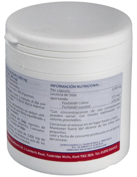 Lecitina De Soja 1200 Mg. 120 Cap.