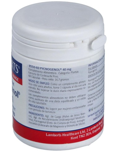 Pycnogenol 40 Mg.(Extracto De Pino Bark) 60 Cap.