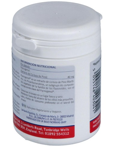 Pycnogenol 40 Mg.(Extracto De Pino Bark) 60 Cap.