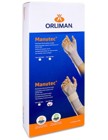 Orliman Muñequera Elástica Abierta Férula Larga Izquierda Mf-I60 Talla 2, 1 Unidad
