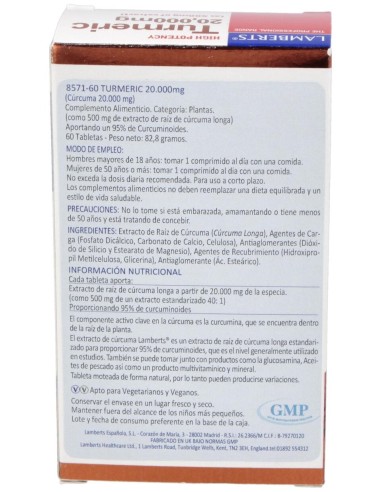 Curcuma 20.000Mg. (95% De Curcumina) 60Comp.